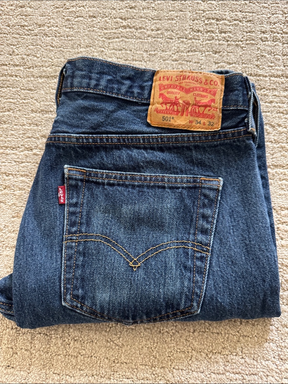 Levi’s 501 Original Fit Button Fly Jeans Dark Wash W34 L32